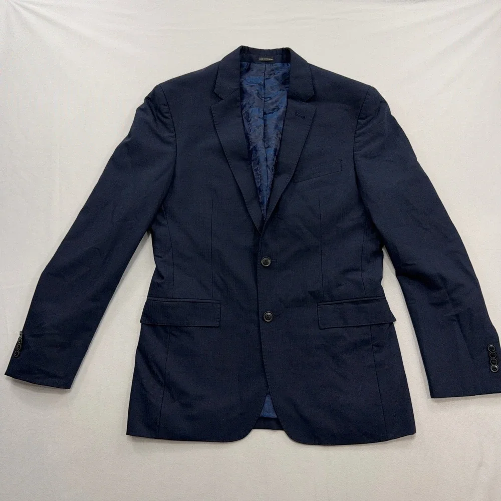Joseph Abboud Suit Slim Fit Wool Blend 2-Button Navy Blue Mens 38R 32W